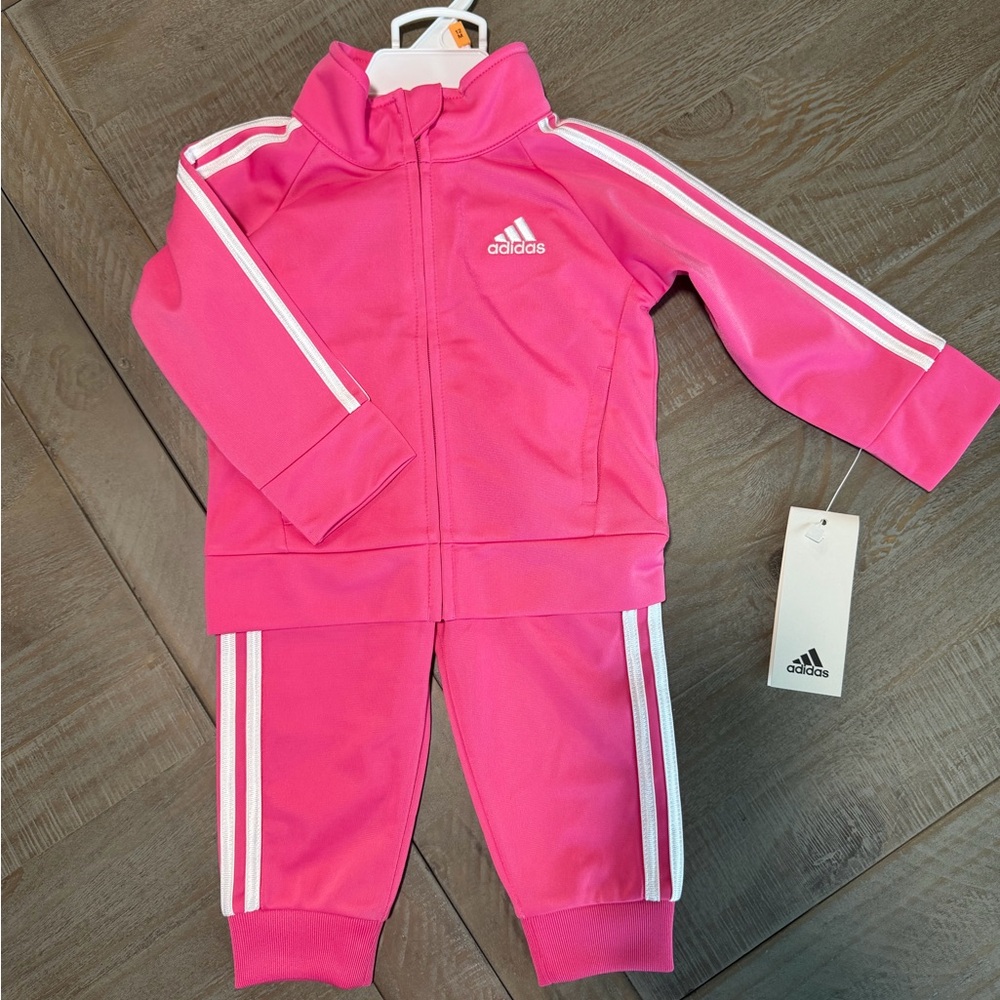 adidas Pink Kids 2-Piece Tracksuit Set